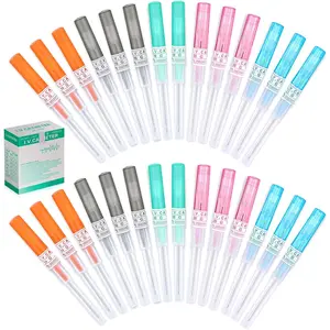 50Pcs Disposable Stainless Steel Hollow Piercing Needles 14g 16g 18g 20g 22g IV Catheter Needles for Ear Nose Lip Tongue Belly Nipple Cartilage Body Piercing Tool
