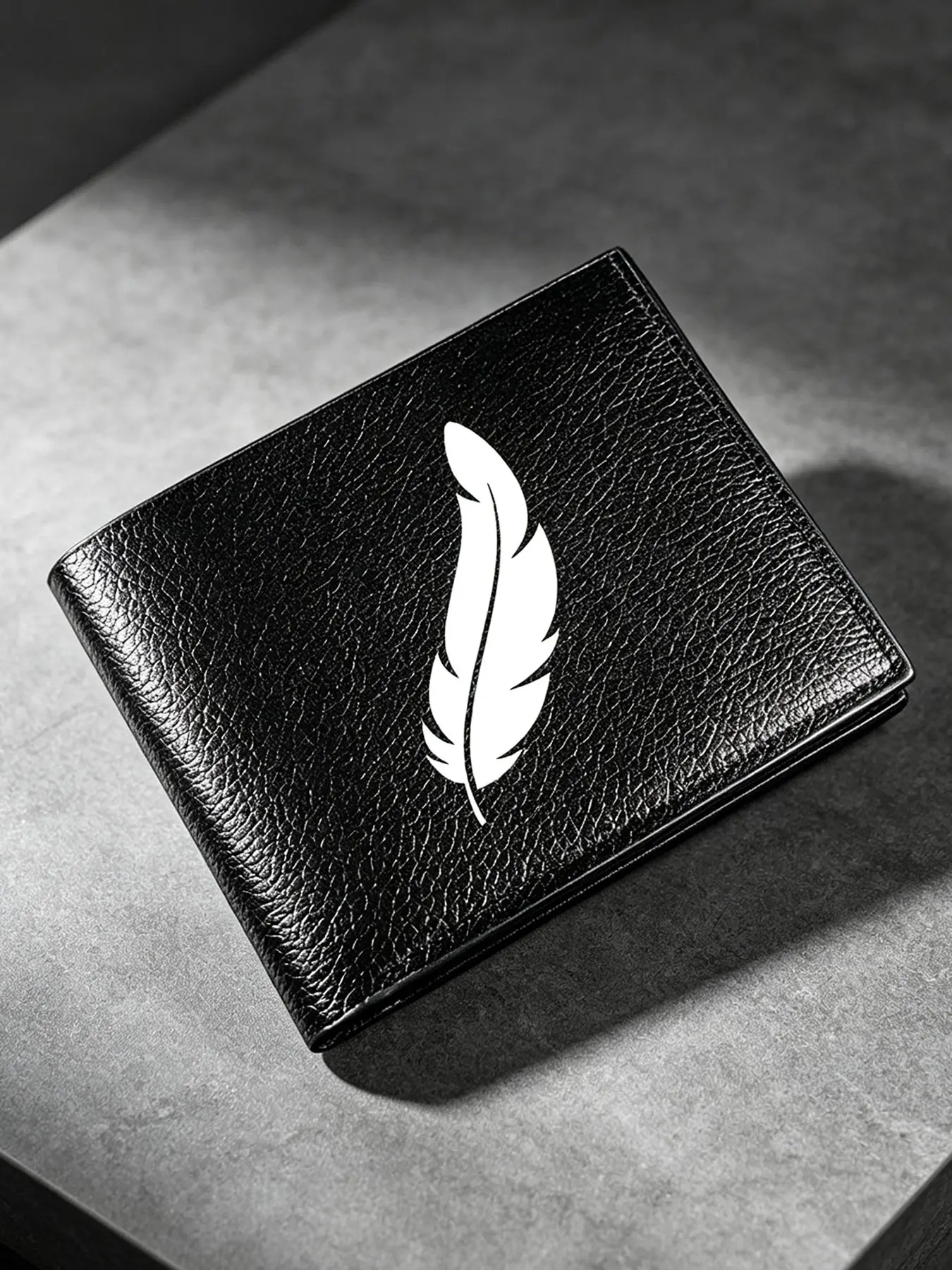 Men's Feather Print Wallet, PU Leather Coin Purse with Card Slots, Multi-Functional Business Wallet, Perfect Holiday Gift