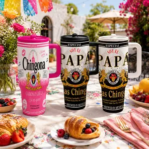 40oz Chingona Cabrona Y Chula Insulated Tumbler, Mexican Style Travel Mug with Handle and Straw, Reusable Iced Coffee Cup for Car, Office, Party