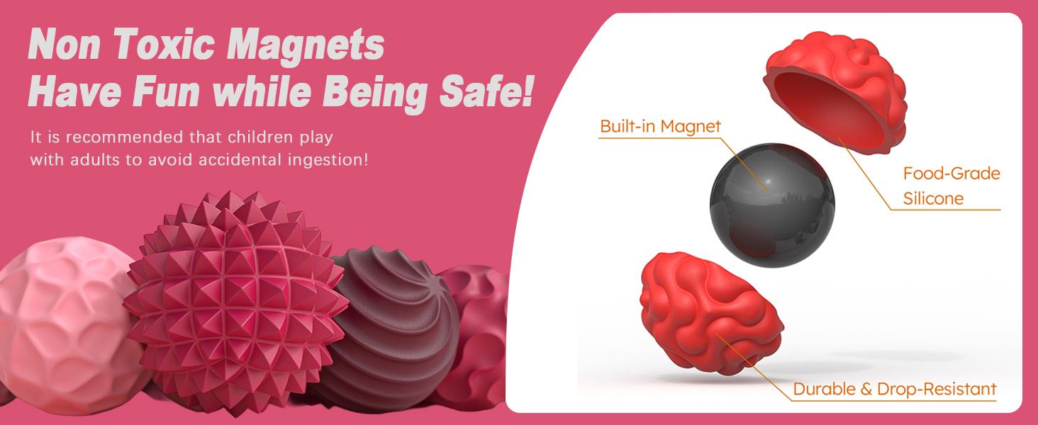 Silicone Ball Set, 6 Counts/set Fidgeting Relax Toys with Elastic TextureSensory Magnetic Fidget Balls, ADHD Anxiety Calm Down Tool, Fun Textures Roller Travel Toys Gift,ADHDFidgetToys, Valentine's Day and New Year's gift