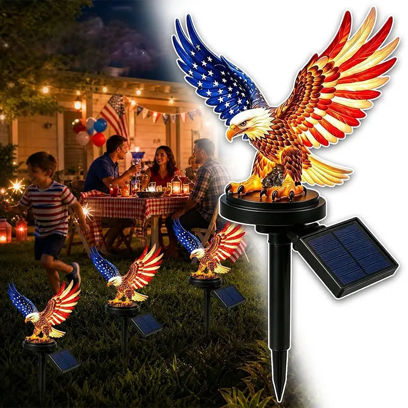 Personalized Solar Eagle Garden Light, America 250th Anniversary Solar Powered Garden Light, Eagle Gardens Stakes Outdoor Decor, Patriotic Memorial Day Decor
