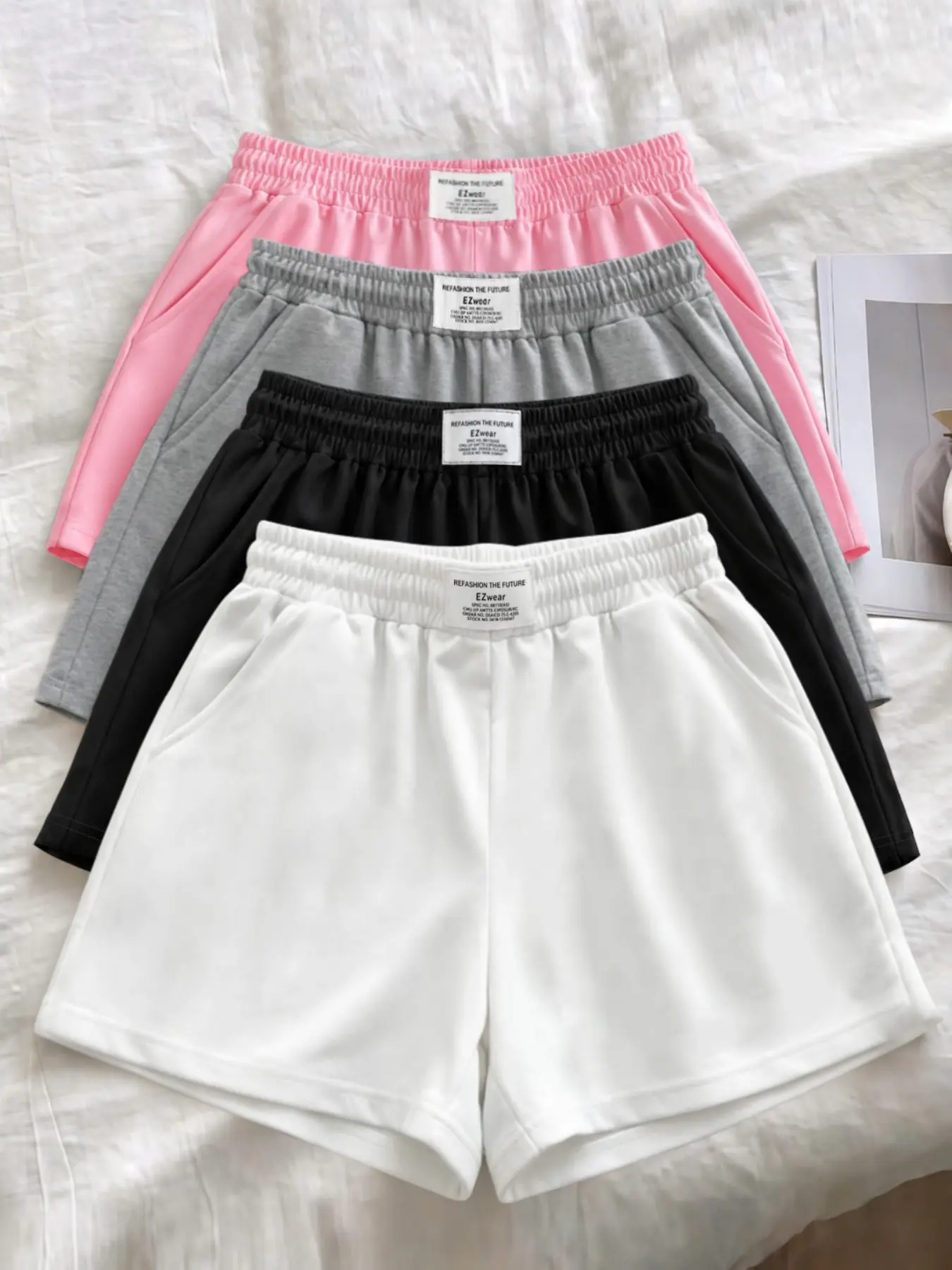 Women's Summer Casual Loose-Fit Sporty Shorts, Elastic Waist, Solid Color, Street Style, Ideal for Fitness, Running, Yoga, Multiple Colors Available