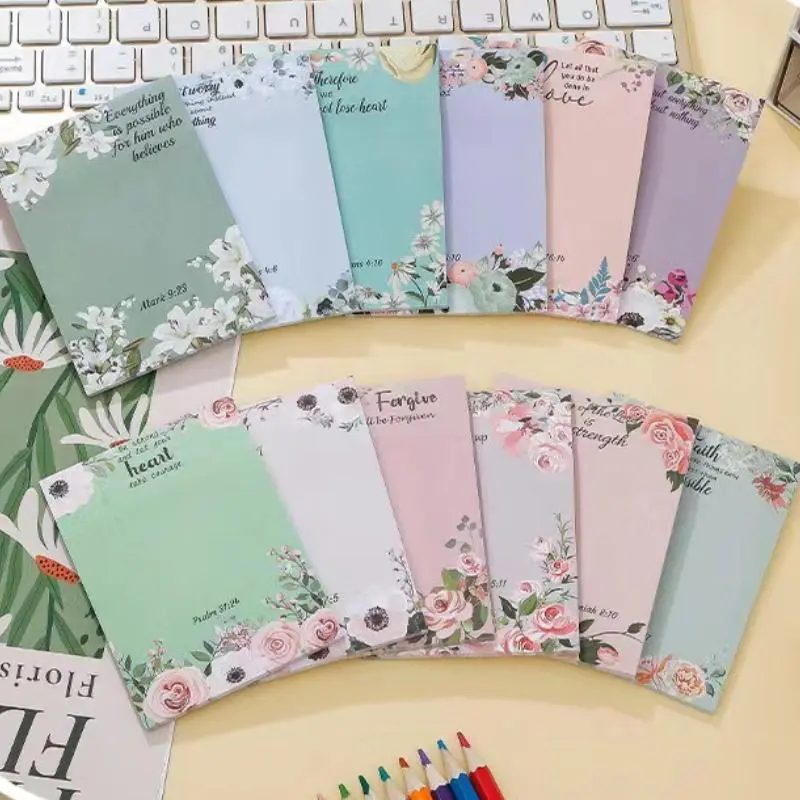 12-Pack Bible Verse Sticky Notes (360 Sheets) - Floral INS Style, Reusable & Tear-Off, Perfect for Journaling, School, Office & Gifts