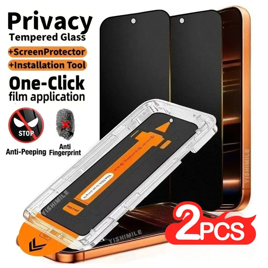 2 PACK Dust-Free Privacy Tempered Glass Screen Protector, Compatible with Samsung Galaxy S22 5G/S22+ 5G/S23/S23+/S24/S25/Plus/Ultra Series, Anti-Spy, Protective, Supports Fingerprint Unlocking, Anti-Reflective, Case-Friendly