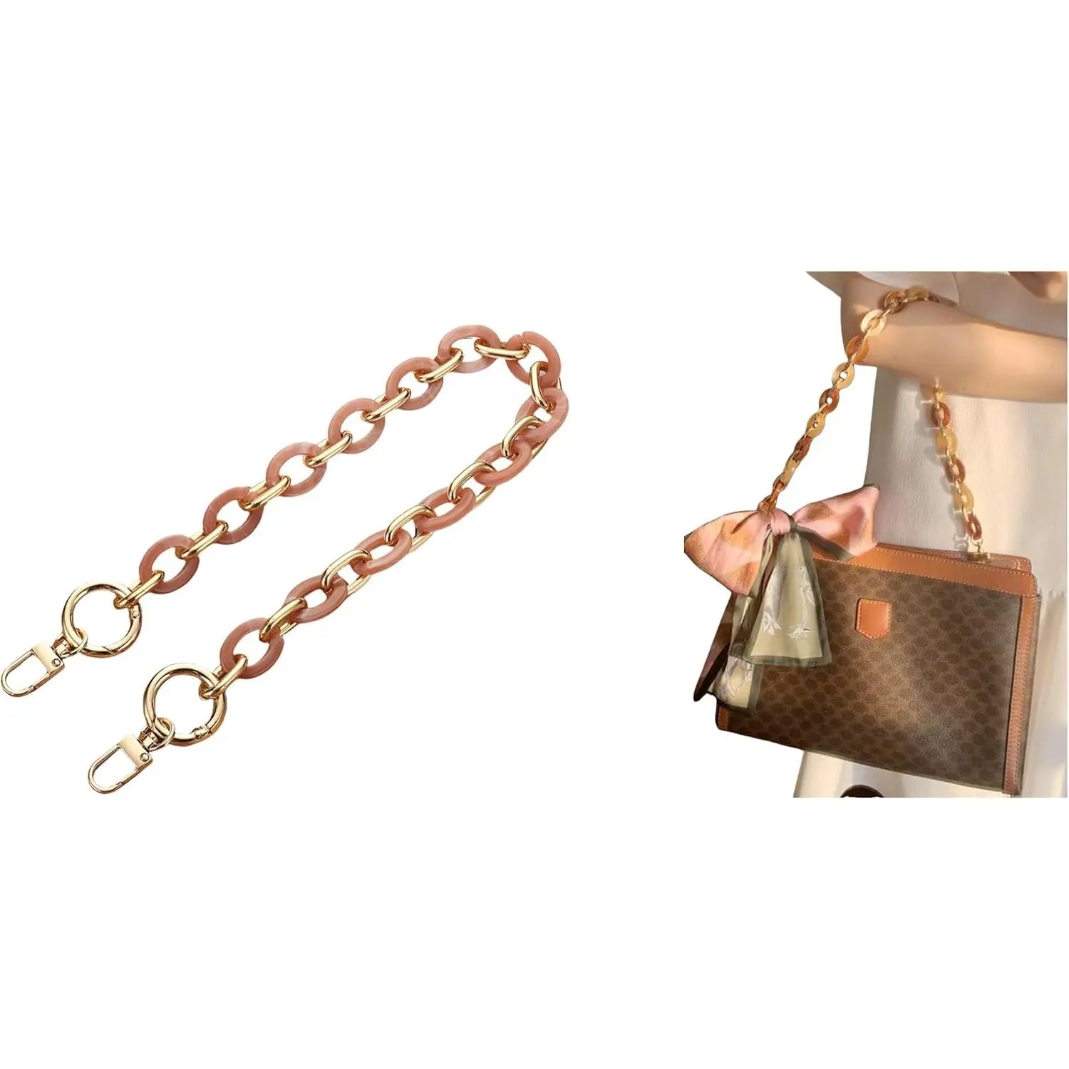 Chain Purse Strap 23.6IN Purse Transparent Chain DIY BagChain  for Office,Travel & DIY Creator