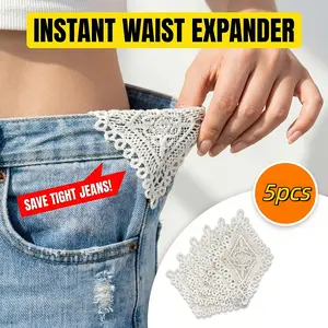 5pcs Bohemian Embroidered Flower Patches, Floral Appliques, Hand Sewn Denim Jeans Skirt Extender, Waist Size Adjuster, Thickened Patch Kit