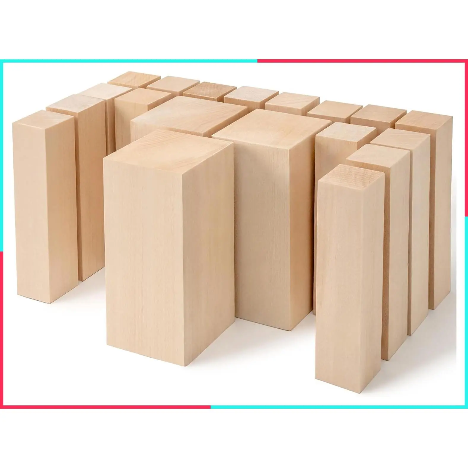 Basswood Carving Blocks Set - Unfinished Soft Wood Blocks for Whittling, Carving & Crafts
