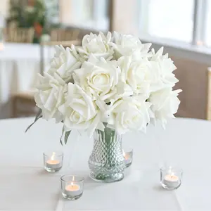 5 moisturized real-touch artificial rose flowers, soft silk stems lifelike fake roses, wedding table centerpieces, party & home flower arrangements, decorative florals for Valentine's Day, Mother's Day and Christmas holidays
