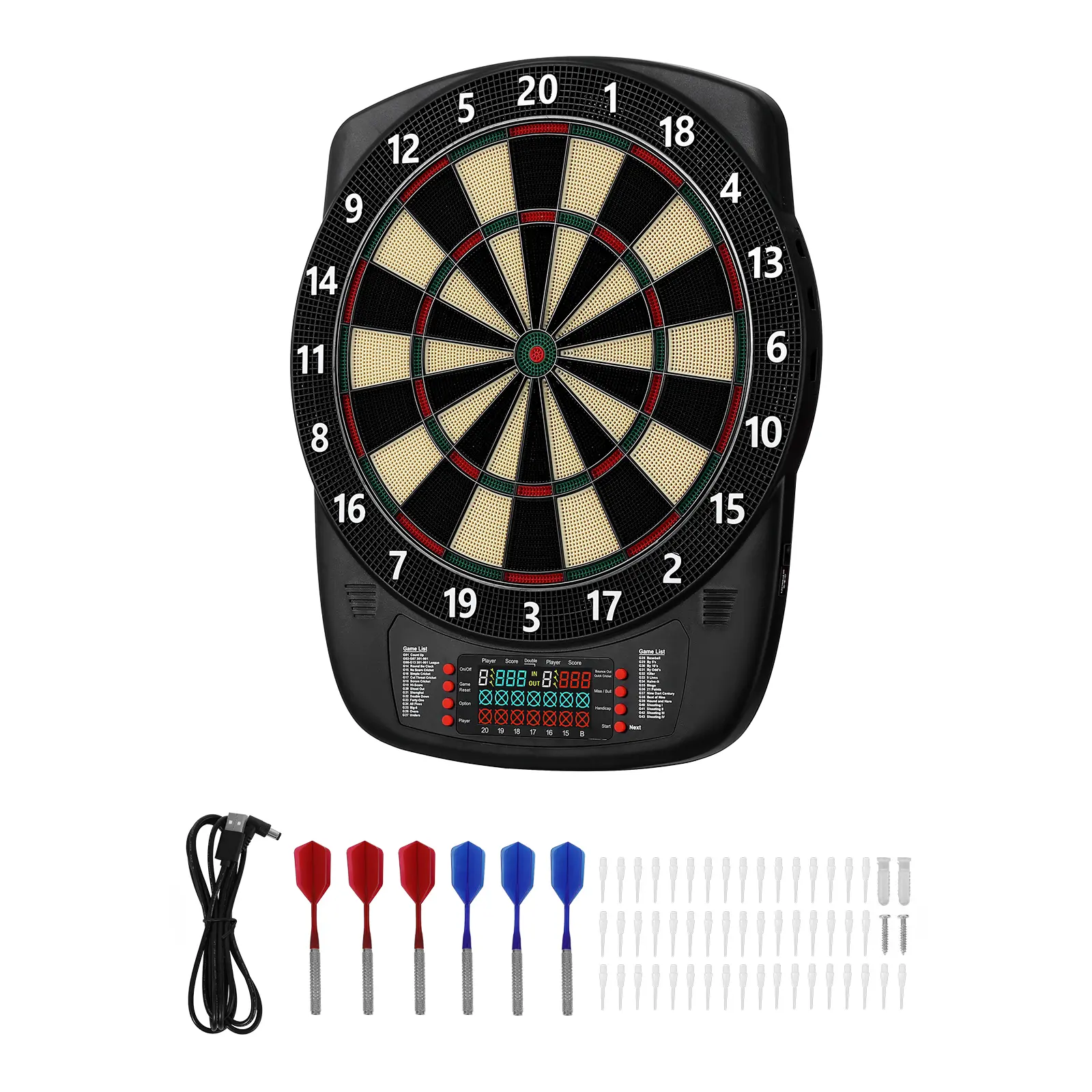 Electronic Dart Board, Target Dartboard with Games + Variations for Up to Players, 5V / 1A Current, 5V / 1A Voltage, Reduced Bounce-Outs, For Home Party Game Rooms