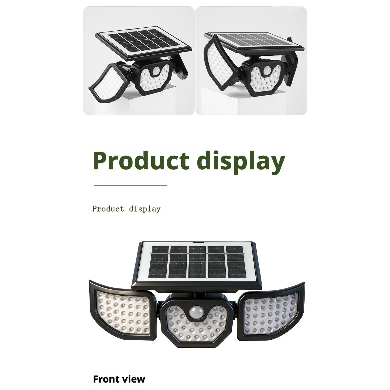 3-Head Solar Outdoor Security Light - IP65 Waterproof, Motion Sensor, Auto Light Control, Dual Wall Mount/Ground Stake Installation, Decorative Solar Lamp for Garden, Driveway, Camping bedroom stuff, Solar Outdoor Lights, Tri-Head