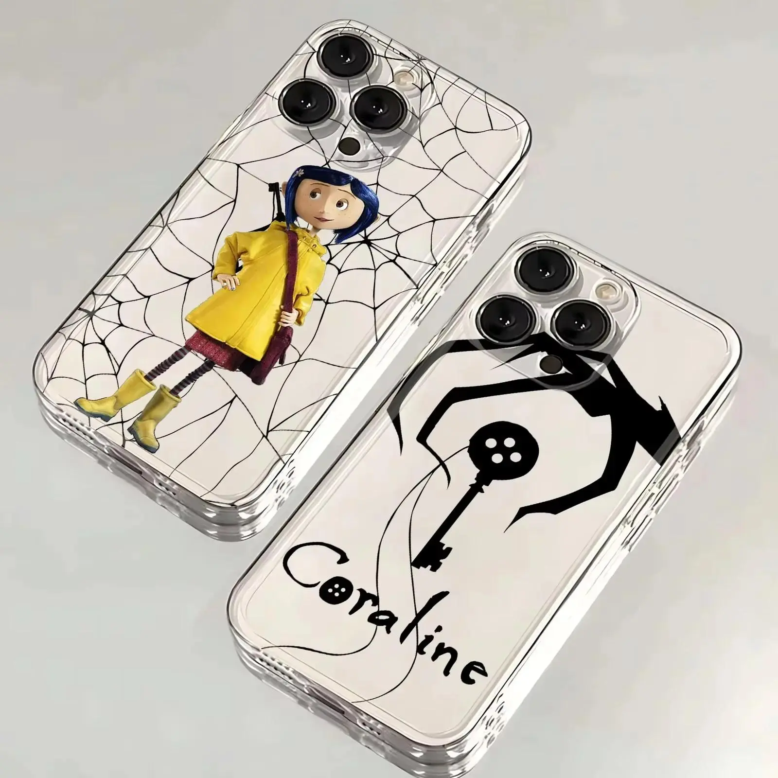 Cartoon Co-raline Phone Case For IPhone 17 Air 16 15 14 13 12 11 Pro Max Plus Samsung Galaxy S26 S25 S24 S23 S22 Shock Absorber Transparent Case