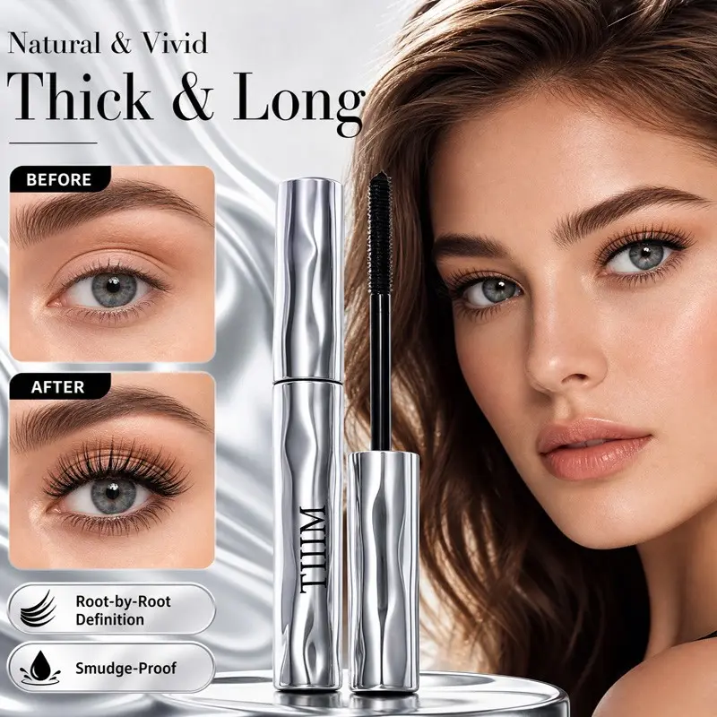 Fine Brush Natural Mascara, Defining Lengthening Eyelash Mascara, Long Wear Smudge Resistant, Beginner Friendly for Daily Nude Makeup