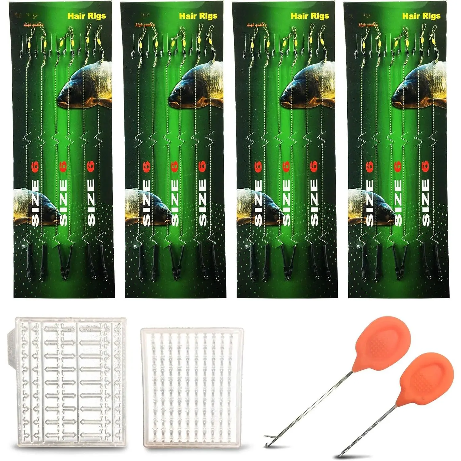 24 count-Carp-Fishing-Hair-Rigs,Carp Fishing Gear with Wide Gape Hook,Zig Rigs Carp Fishing Kit with Carp Accessories