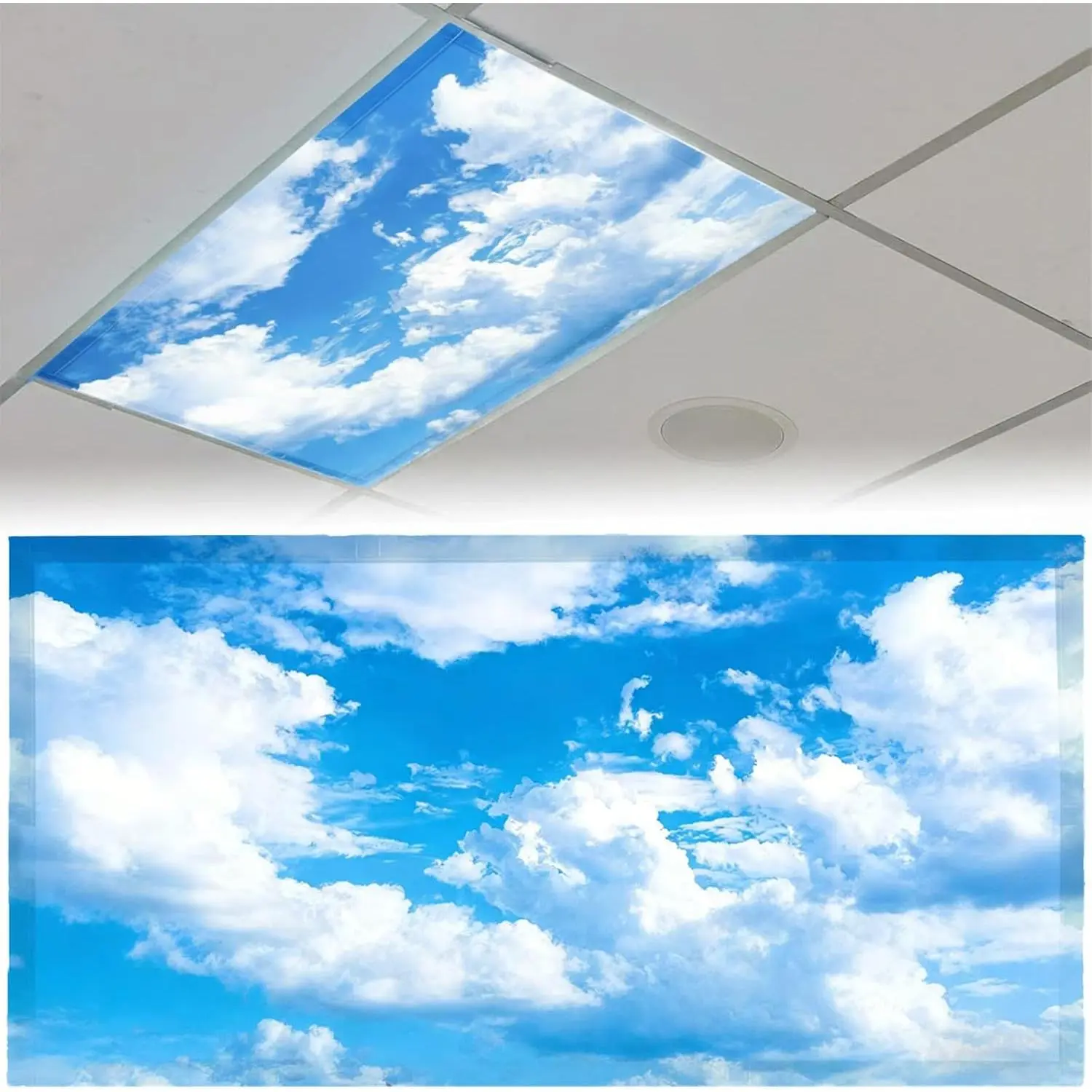 2pcs Fluorescent Light Covers - Light Covers for Ceiling Lights Classroom Magnetic Light Filters for Office Home Hospitals 4 x 2 Feet (Cloud)