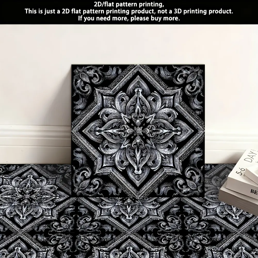 10 2D Flat, Vinyl Floor Leather Floor Tiles, Personalized Modern Art Style Tile Floor Stickers - Wear-Resistant Self-Adhesive, Removable, Suitable for Kitchen, Bedroom, Dining Room, Balcony