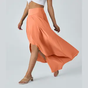 Halara Breezeful™ High Waisted High Low Ruffle 2-in-1 Flowy Quick Dry Casual Regular Maxi Skirt