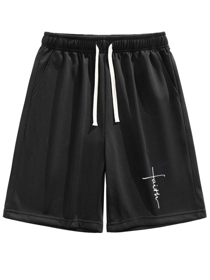 Men's Solid Color Drawstring Waist Shorts, Casual Regular Fit Pocket Shorts for Summer, Men's Bottoms for Daily Wear, Casual Breathable Shorts