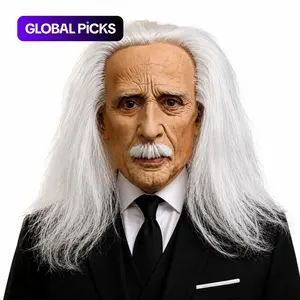 Realistic Old Man Mask with Hair & Mustache, Crazy Scientist Latex Face Cover, Funny Gag Gift for Parties, Halloween & Cosplay, Party Face Masks #GLOBAL PICKS
