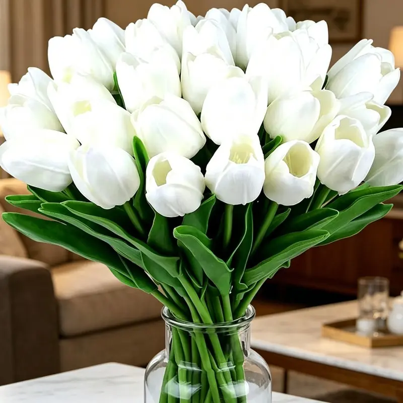10/20pcs Artificial Tulips, 13in PU Fake Tulip Stems, Decorative Bouquets for Vases, Bedrooms, Offices, Weddings, Romantic Gifts, Decorative Faux Flower