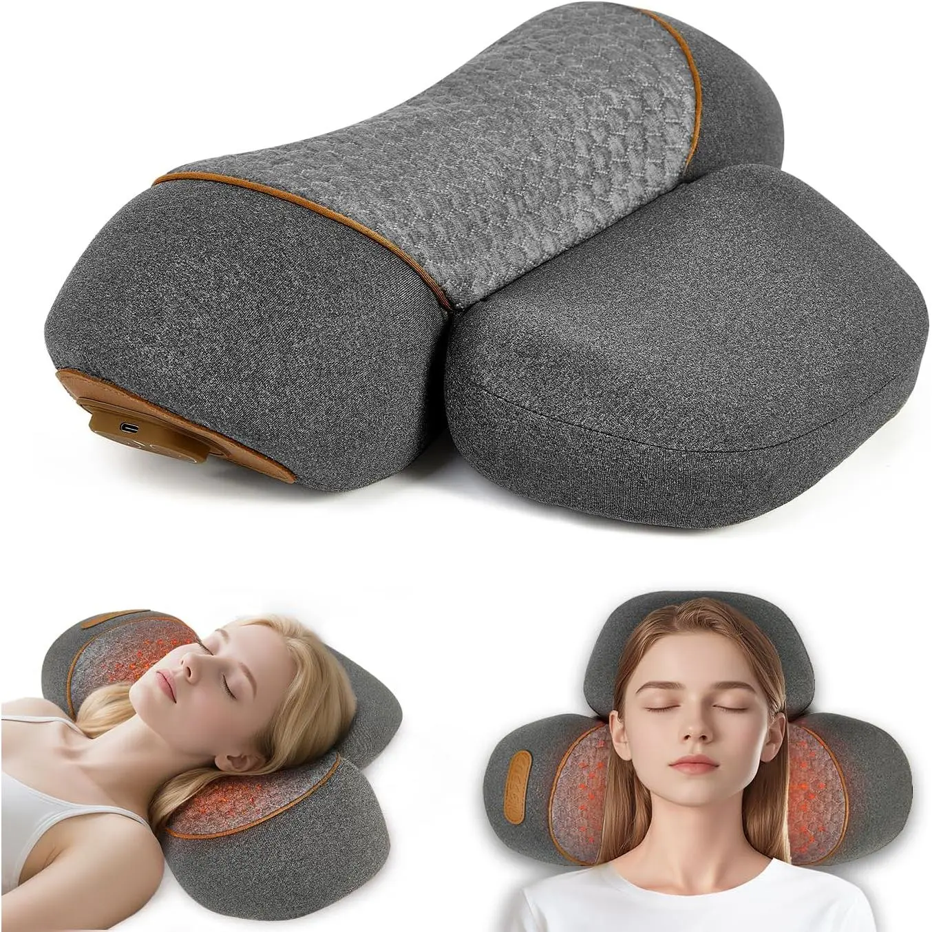 Neck Massager Pillow with Heating & Cervical Traction, Ergonomic Cervical Pillow for Neck Back Shoulder Pain Relief, Neck Pillow