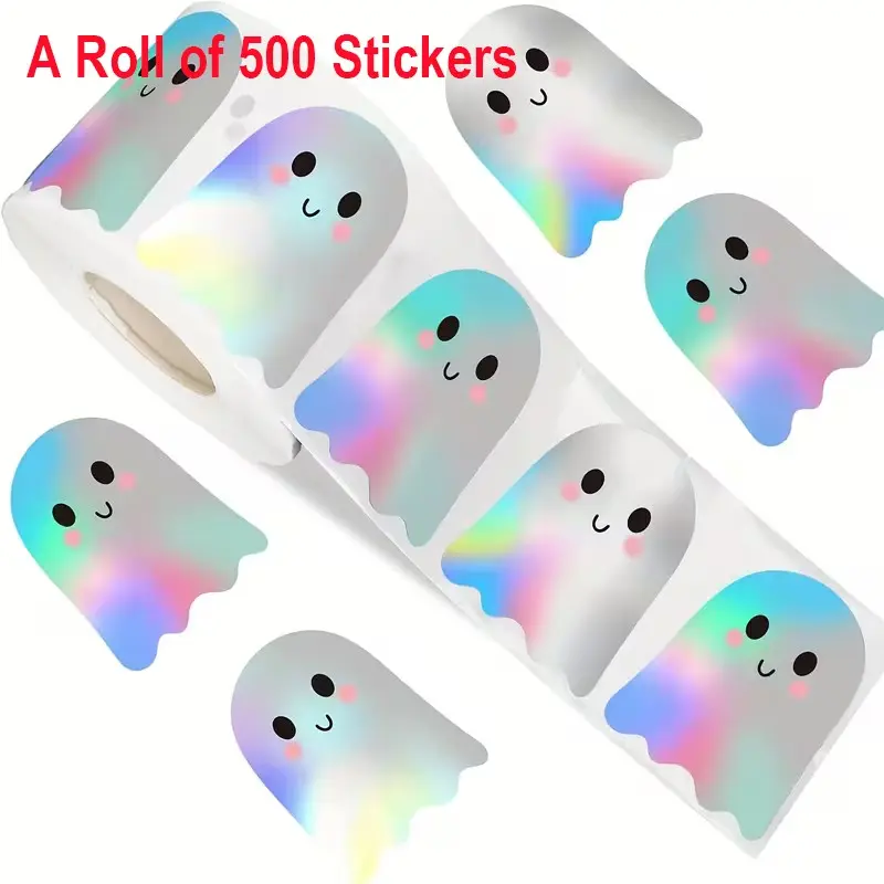 500pcs 1.2in/3cm Cute Halloween Glitter Shaped DIY Waterproof Stickers, Glitter Self-Adhesive Stickers, Halloween Party Envelope Decoration Packaging Label Stickers, Behavior Reward Stickers