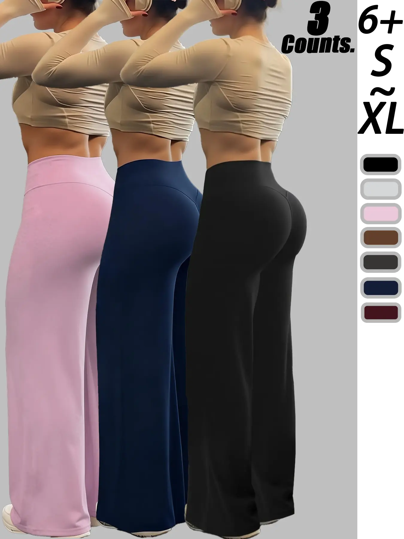 Qfen Sport Women's Lightweight Knitted Straight Leg Sports Pants, Pocket Design, Plain High Waist Elastic, Casual Yoga Fitness