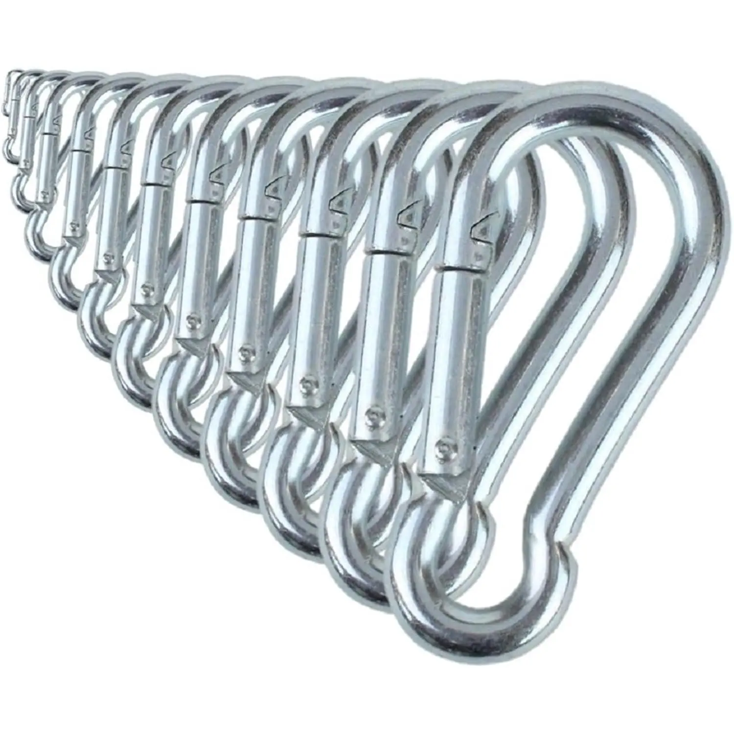Black & Silver Zinc-Galvanized Heavy Duty Bushcraft Carabiner Spring Snap Clip Link Hooks, 200-500lb Load Capacity, 2/6/12 Pack Options, 2, 6 & 12 Packs