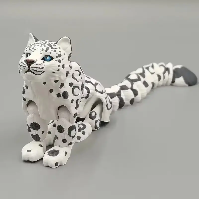 3D Printed Desktop Decoration Best-Seller Snow Leopard Model, Realistic Wildlife Figurine, Large-Scale Handmade Animal Model, Gift Ornament