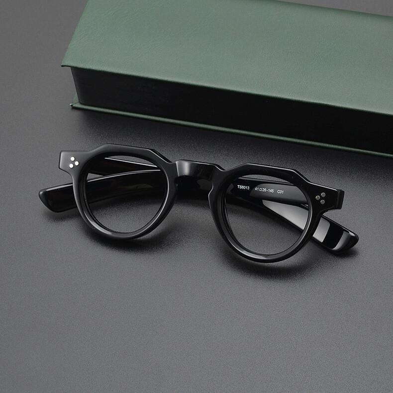 Handmade Acetate Japanese Eyeglass Frames for Women & Men Full Rim Reading Glasses Black Spectacles