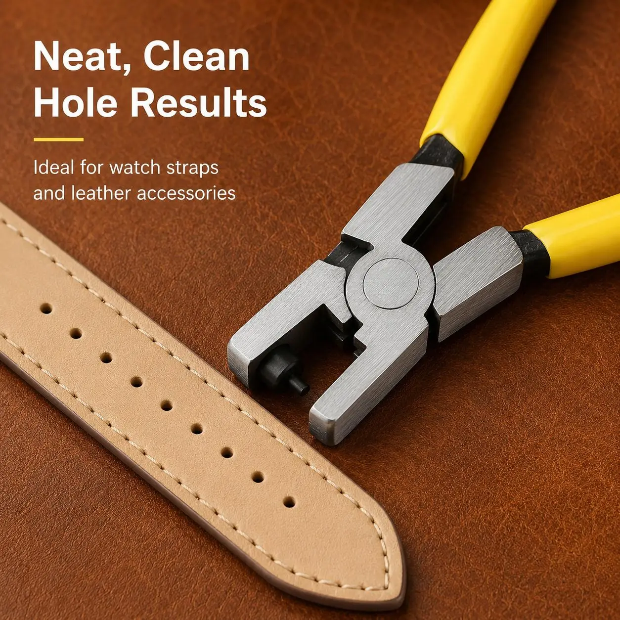 Leather Hole Puncher for Belts & Straps, Portable Punch Pliers Tool for Shoes, Watch Bands, Sandals, Tags and Craft Work