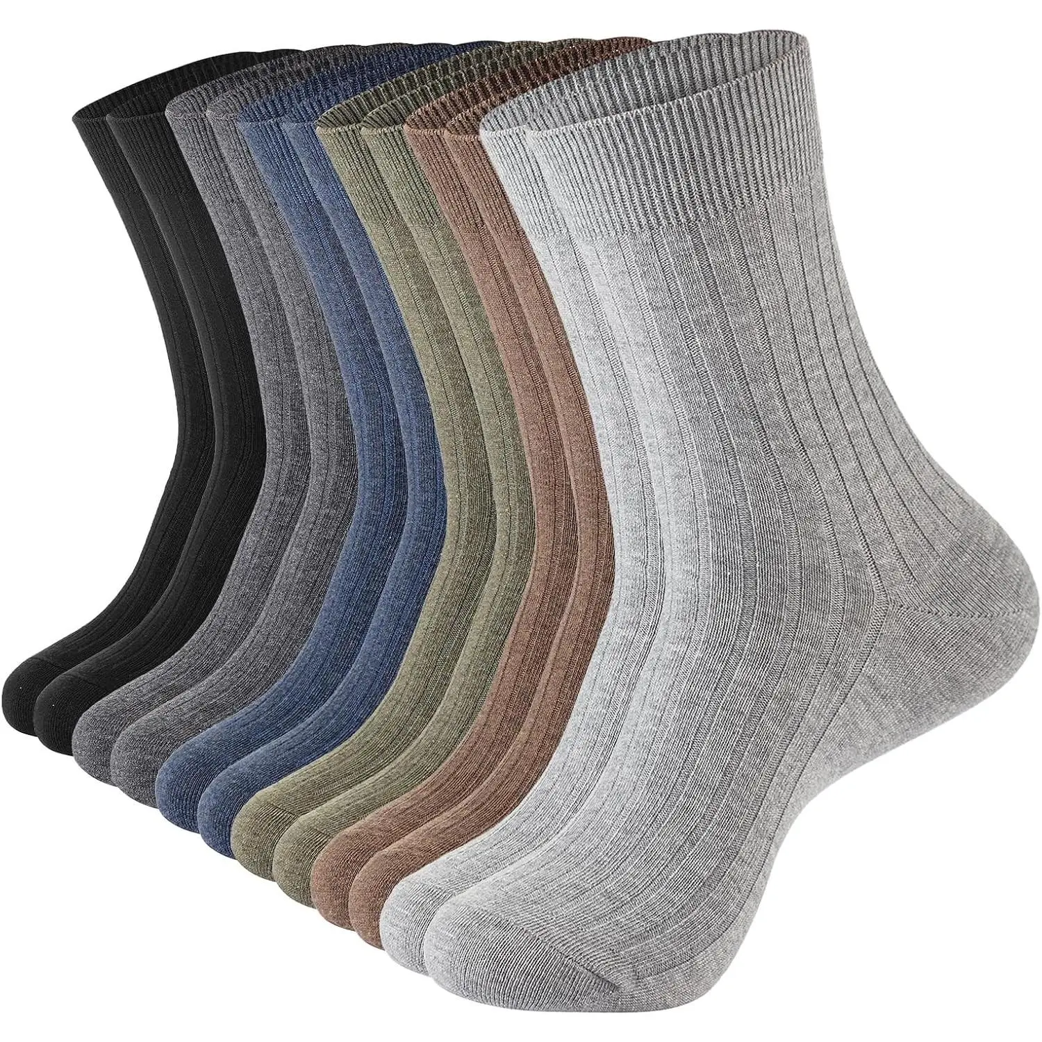 Men's Moisture-Wicking Cotton Crew Work Socks - 6 Pairs(Gift)