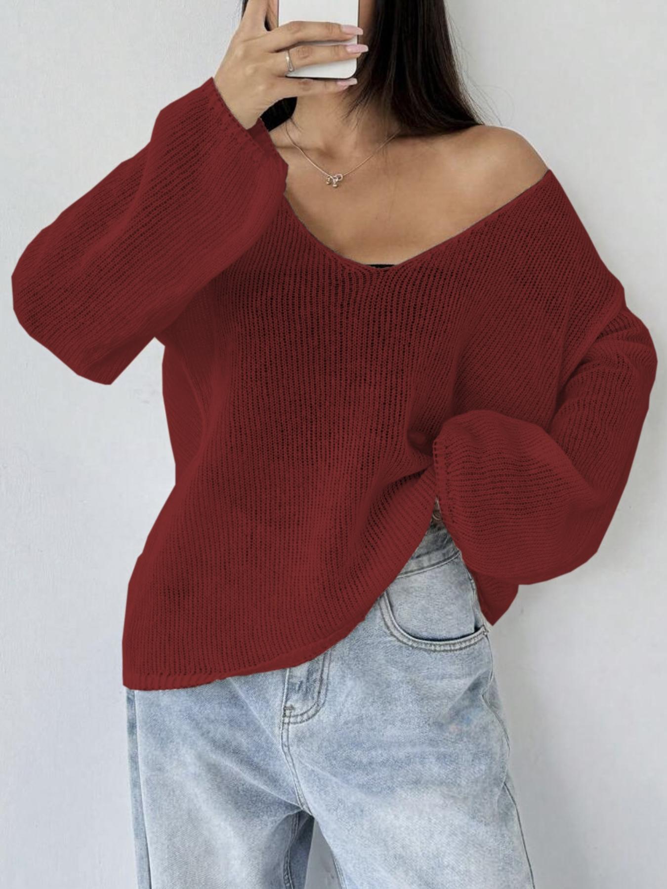 Women's Plain Sheer Sweater Pullover, Casual Basic Long Sleeve Jumper for Daily Wear, Ladies Knitwear for All Seasons