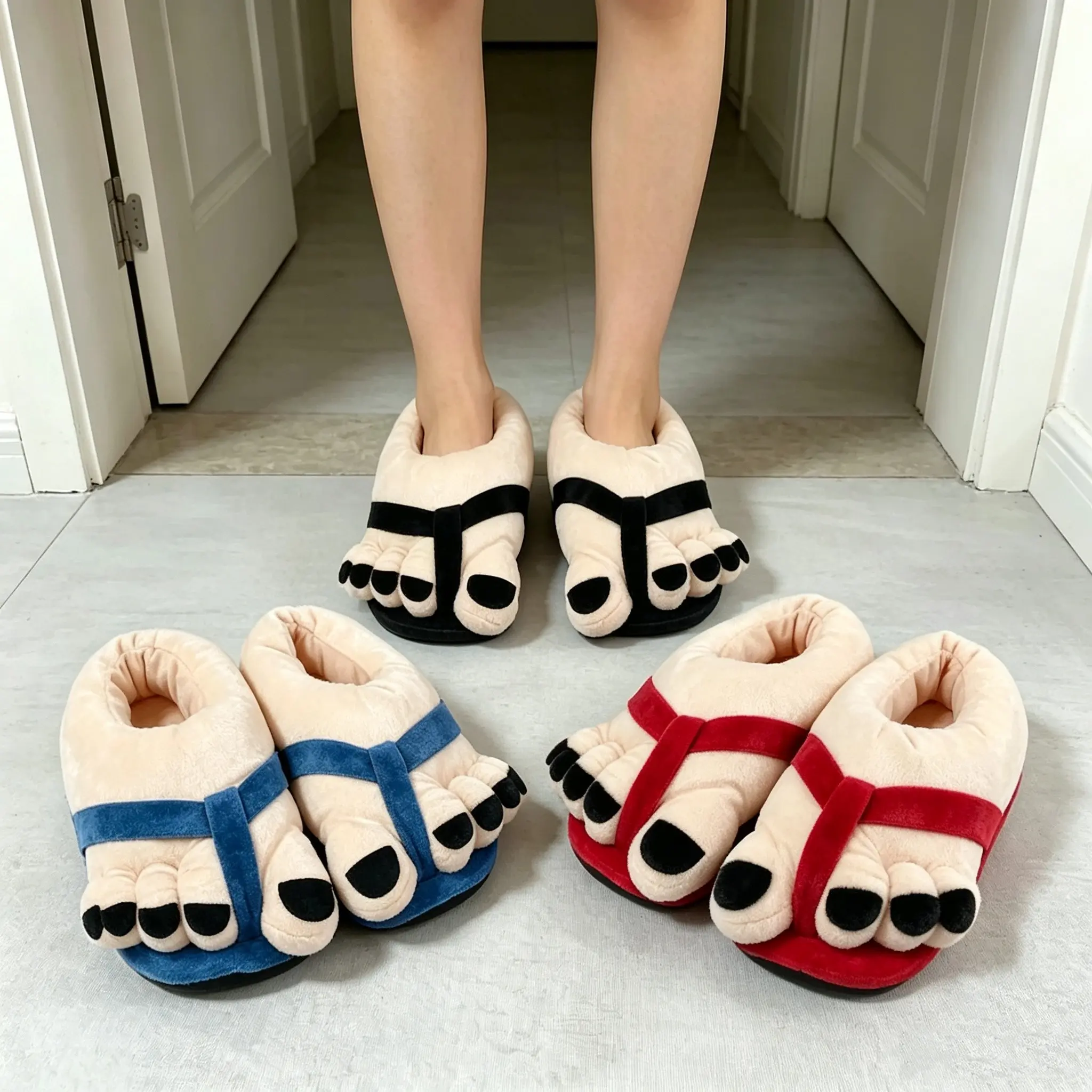 Creative Cute Funny Big Foot Slippers, Fun Fur New Design, Soft Sole Winter Shoes, Comfortable Warm Home Slippers