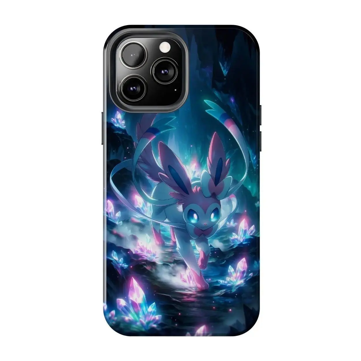 Sylveon Pokemon Crystal Cave Eeveelution Case Suitable for iPhone 17-11 Pro Max/Plus and  Samsung Galaxy S23-25
