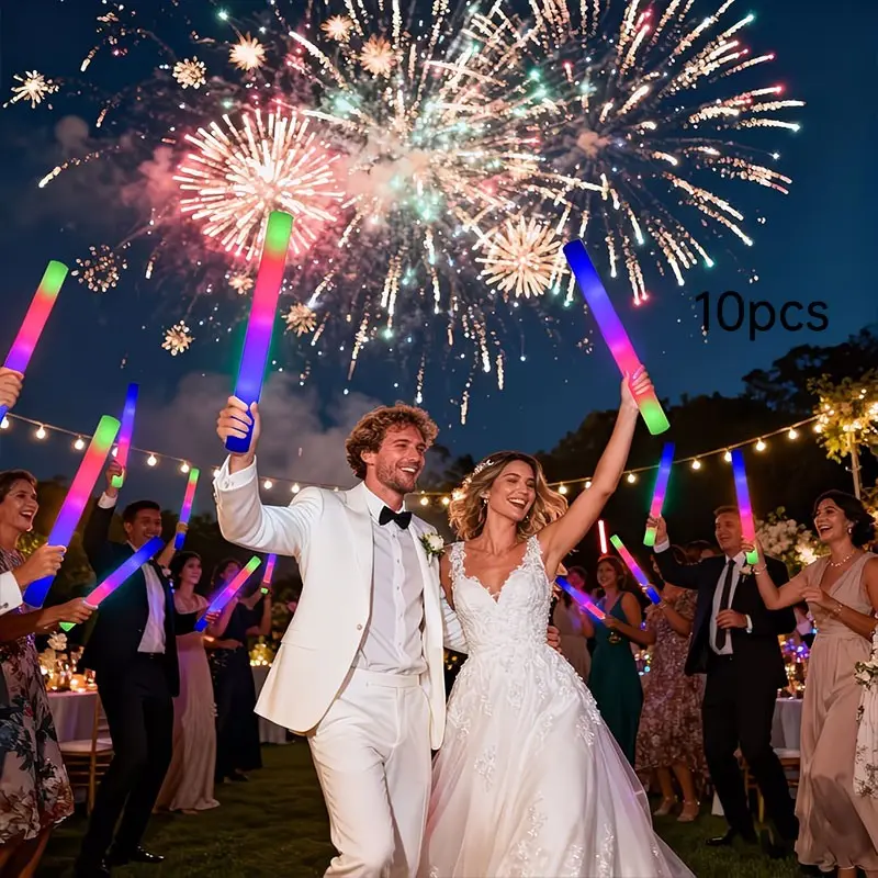 10 Pack Colorful Outdoor Camping LED Glow Sticks, 3 Modes Flashing Light Bars, Party Supplies for Weddings Birthdays Concerts Holidays