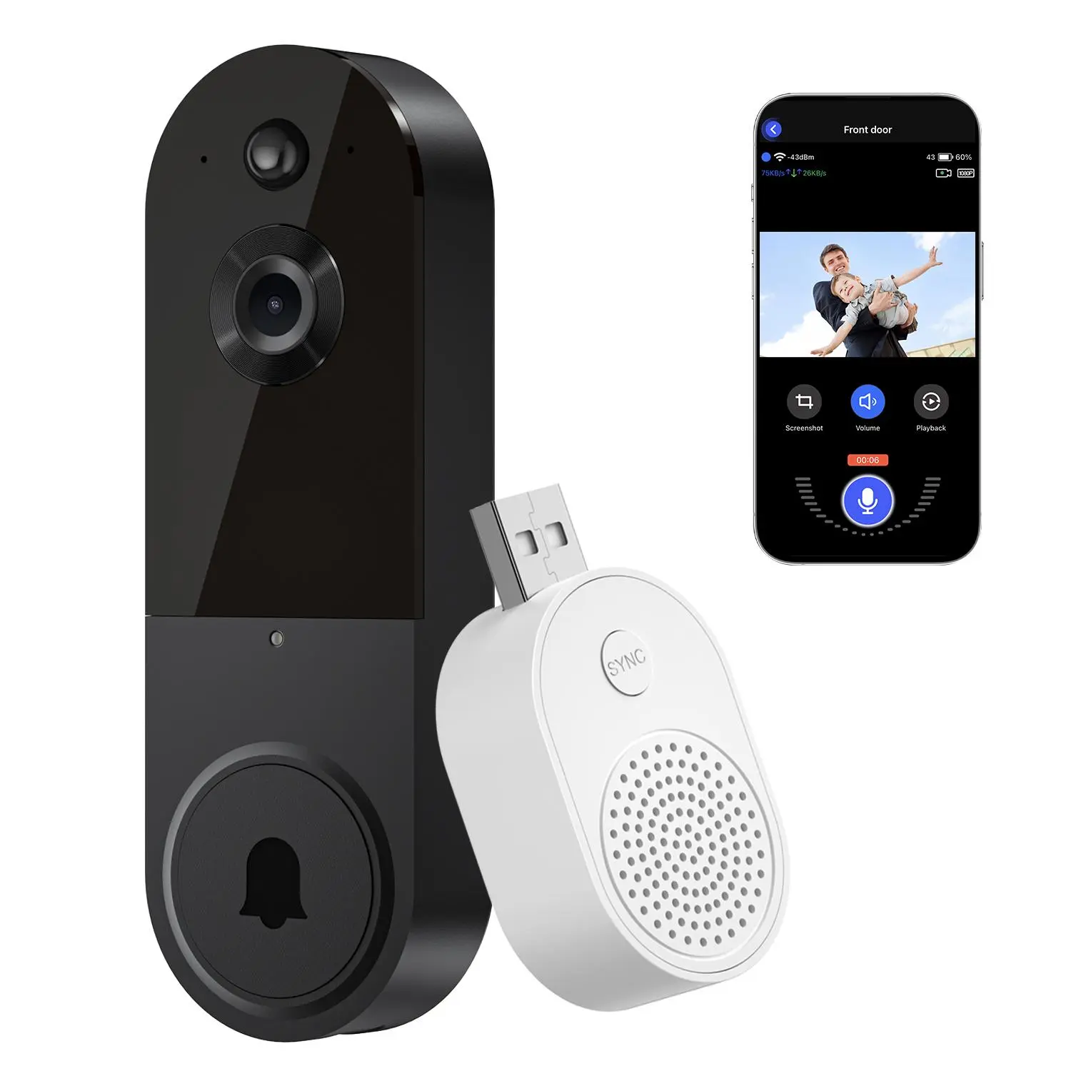 Wireless Smart Doorbell Camera With Free Chime, Intelligent AI Human ...