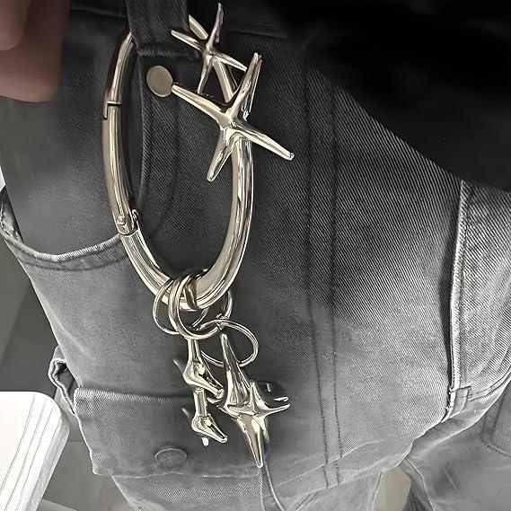 Starlight Y2K Metal Shiny Carabiner Belt Loop Accessory, Fashionable Outdoor Camping and Everyday Use