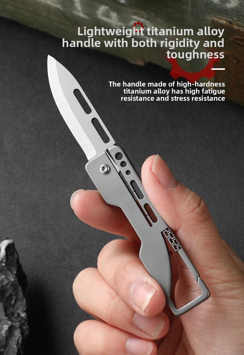 EDC Titanium Mini Folding Knife Keychain Multitool Portable for Package Opening Outdoor Hiking Camping Tool