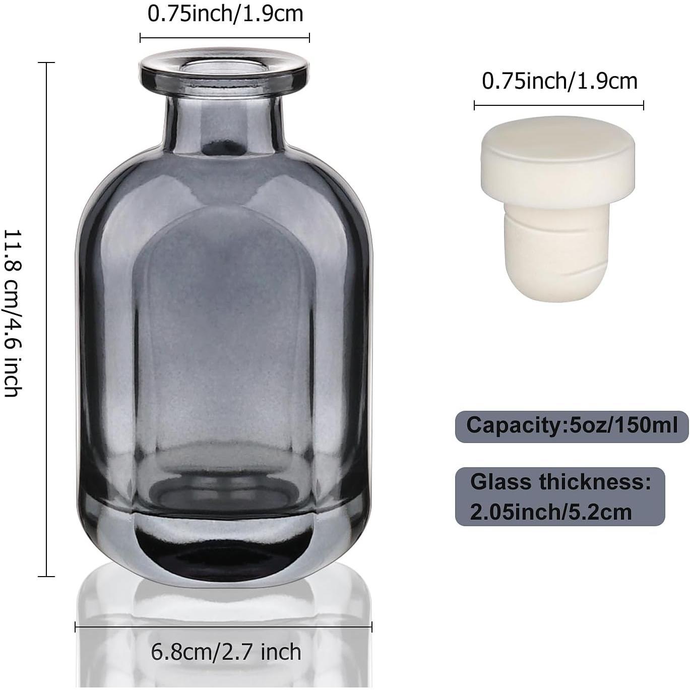 Glass Diffuser Bottles 2 Pack 5oz/150ml Reed Diffuser Bottle Empty Diffuser Bottle Refillable  Storage Container Reed Diffuser Sticks Bottles(Grey)