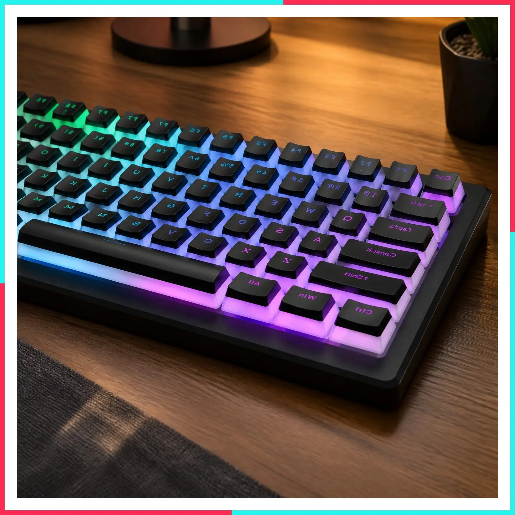 Pudding Keycaps, PBT Shine Through Keycaps Black 164 Keys Set