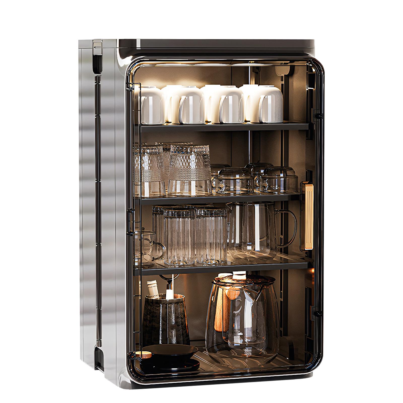 Stackable Plastic Multilayer Cup Storage Box Large Capacity Desktop Storage Display Shelf with Doors and Shelves for Office Kitchen Coffee Bars NEW