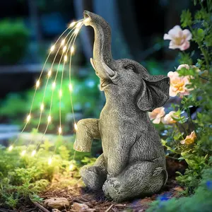 Solar Garden Decor Watering Elephant Statues Outdoor, Birthday Gifts for Women Mom Grandma Senior Elder, Elephant Ornament for Balcony, Garden, Patio, Yard, Lawn (Constant Lights Only)
