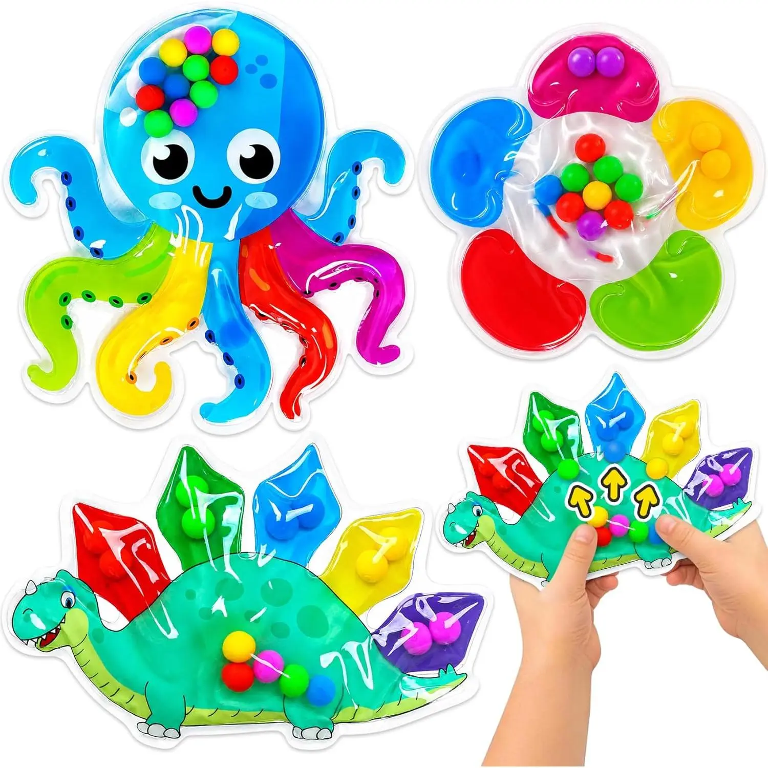 3PCS Color Sorting Sensory Squeeze Fidget Toys  Toddlers,Montessori Preschool Learning Fine Motor Skils Matching Travel Roadtrip Toy Birthday  Boys Girls Ages 3+ New model