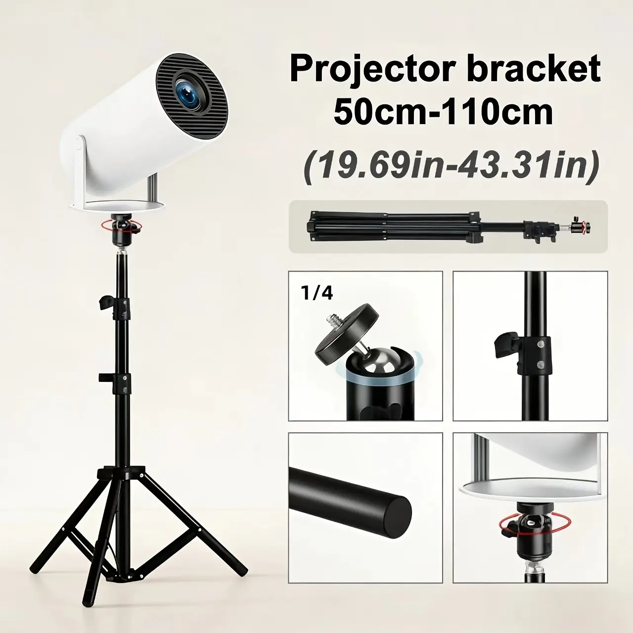 Universal Projector Light Stand, No Drilling Portable Home Floor Stand, Thickened Durable Adjustable Tripod, Easy Setup for Home Use