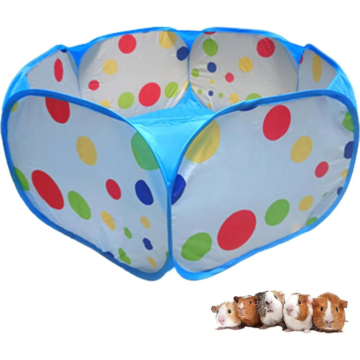 Small  Playpen, Portable Guinea Pig Playpen  Cage Tent,  Pop-up Open  Tent Metal Wire Yard Fence for Hamster Indoor Outdoor Exercise (Blue)