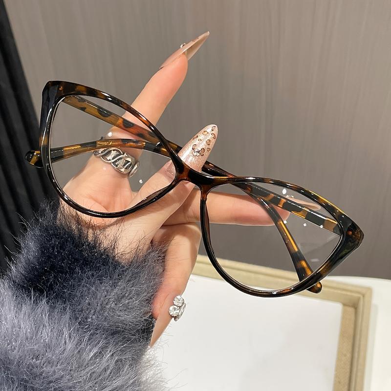4-Pack Cat Eye Decorative Glasses for Women Transparent Lens Eyewear Stylish Lightweight Frame for Daily & Party Wear Perfect Computer Accessory One-Piece Pullover Hat with Neckband