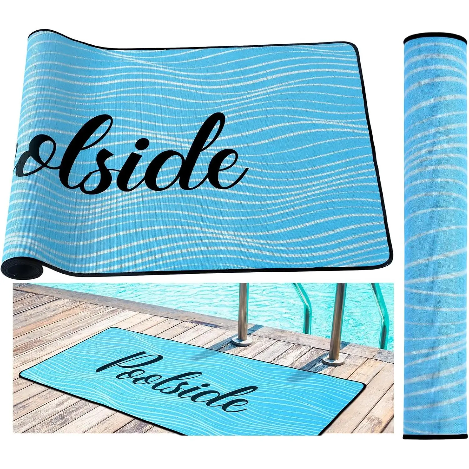 Pool Mat Poolside Non Slip Mat Walk Pool Deck Mats Rugs for Floor Outdoor Rubber Mats with Drainage Outdoor and Indoor Dock Safety(Blue,23.62" X 47.24")