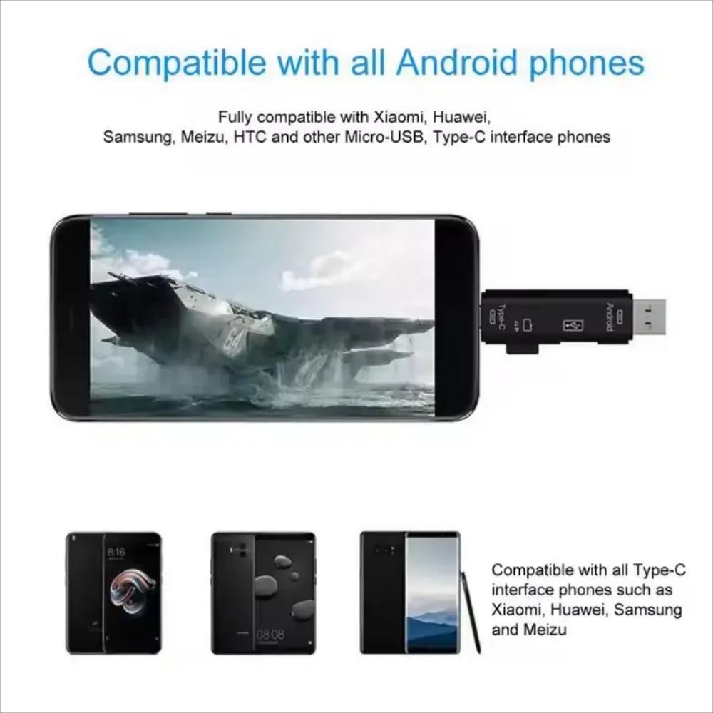 5 in 1 Multifunction USB 2.0 Type C USB Micro USB SD TF Memory Card Reader for Android Computer Dock OTG Type C Adapter