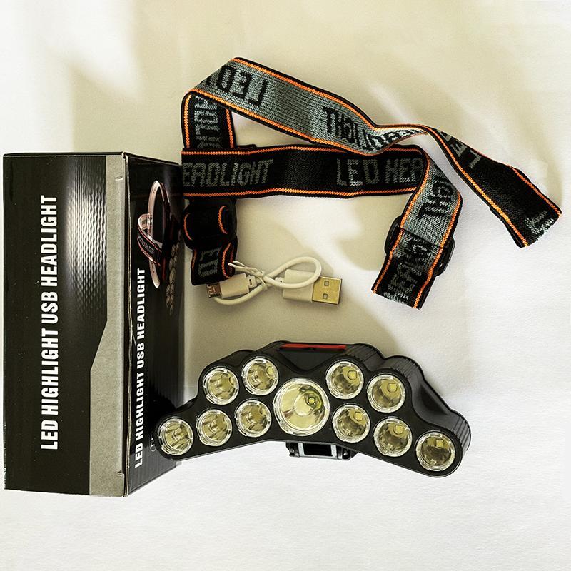 11 LED USB Rechargeable Headlamp, Strong Light Headlamp, Outdoor Camping Light For Night, Men Gifts