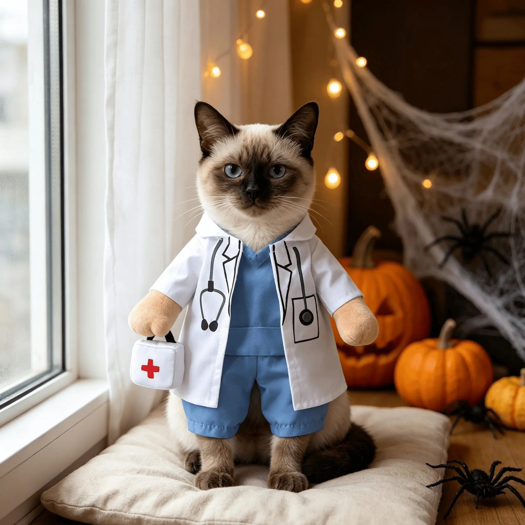 1 PC Halloween fun pet costume, veterinarian standing outfit, funny standing costume for dogs and cats, pet photography props, pet role-playing costume, Halloween party costume